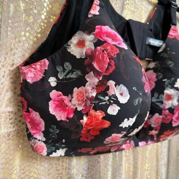 Torrid Marah Floral Black Pink Dream Wire-Free Bra 44D - Picture 4 of 9